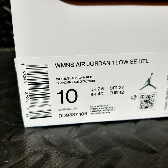 Jordan 1 Low SE Utility White Black Gym Red shoes DD9337-106 - Picture 9 of 9